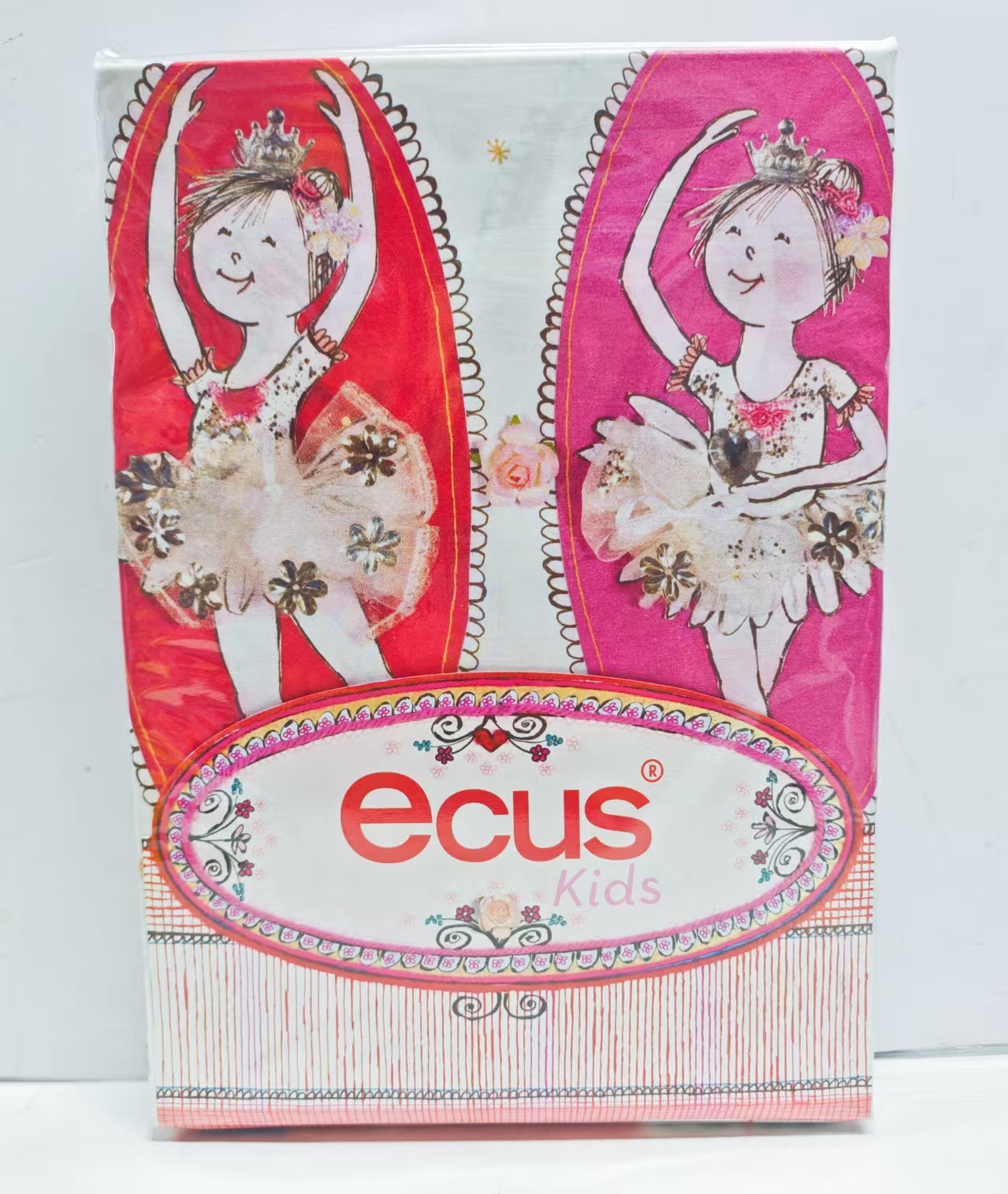 ecus益卡思床品高支精梳棉三件套芭蕾舞女孩200×230枕套48×74