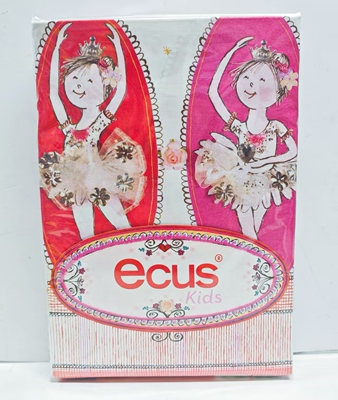 ecus益卡思床品高支精梳棉三件套芭蕾舞女孩200×230枕套48×74