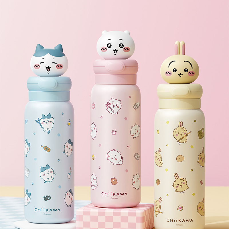 MINISO名创优品chiikawa保温杯吉伊卡哇小八吸管杯大容量儿童水杯