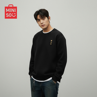 圆领卫衣男女宽松百搭套头外套上衣zg 长袖 MINISO 名创优品秋新款