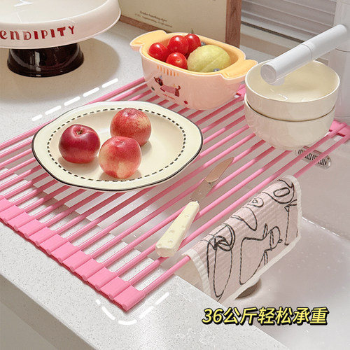 厨房水槽沥水架可折叠硅胶沥水篮