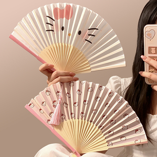 折叠扇子女夏季便携随身卡通折扇学生舞蹈小竹扇2026新款拍照夏季