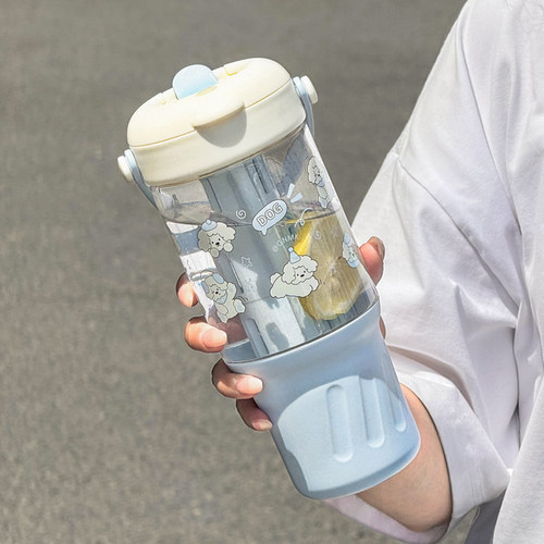 2025新款高颜值吸管杯带茶隔杯子