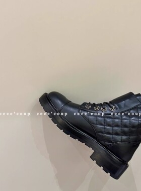 LOOG Aou时髦新宠!超上镜! 招牌款！菱格厚底马丁靴 短筒短靴