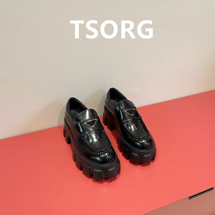 专柜同款~3.9新品！Top级~金属标齿轮厚底乐福鞋漆皮松糕底小皮鞋