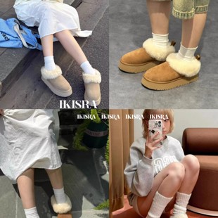 本 12出口dg级别版 厚底雪地靴女包头毛毛半拖皮毛一体 闭眼入
