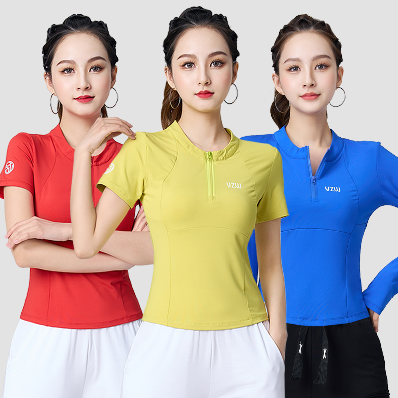 广场舞上衣时尚速干立领运动服女
