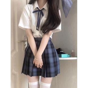 jk制服套装 日系学院风简约百褶短裙半身裙全套 原创正版 格裙夏季