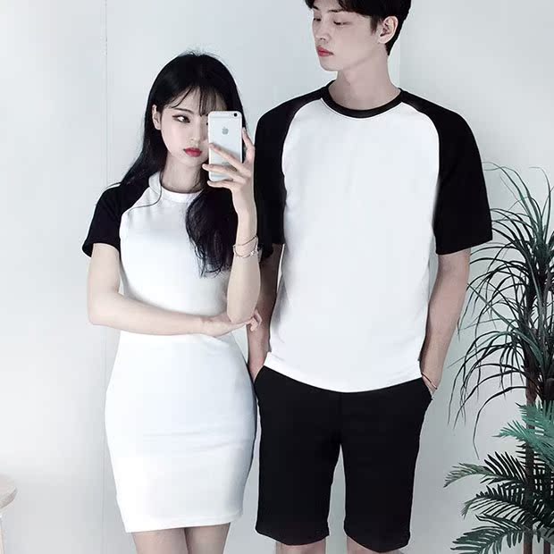 2019夏装新款韩版修身圆领qlz短袖T恤情侣装中长款女装连衣裙夏季|ruв категории Женская одежда, футболка - от Buy2taobao.com для оказания профессиональной услуги покупки агента Taobao