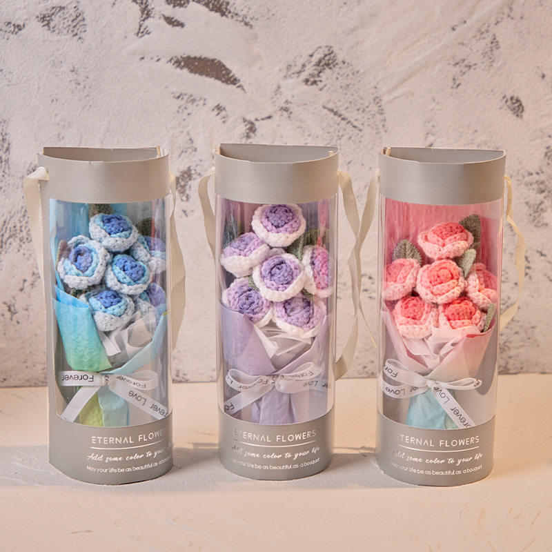 手工编织毛线玫瑰花束毕业生日礼物送女友闺蜜老师圣诞节礼盒成品,服饰配件/皮带/帽子/围巾,DIY编织材料包,淘宝优惠券,粉丝福利购,淘宝优惠卷