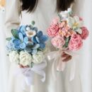 成品毛线针织玫瑰郁金香手捧花新娘小清新花束送闺蜜结婚礼物