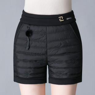 妈妈裤 百搭显瘦胖MM外穿打底靴裤 女弹力松紧腰加大码 秋冬加厚短裤