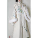 明制冬季新款【镜花水玥】汉服女立领琵琶袖刺绣长袄加绒轻奢优雅