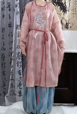 乐以永歌唐绣花圆领袍灯笼裤国风日常汉服春夏女踏青拍照套装