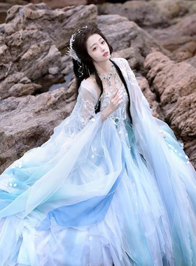 七七【人鱼姬汉服版】神话系列重工刺绣大袖衫汉服女套装唐制法式