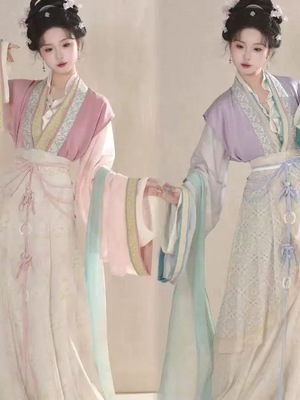 新款春秋琴挑宋制【春香】仕女图风格背心复原少女汉服短衫破裙