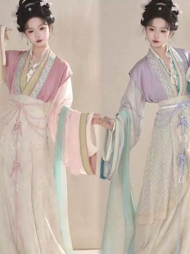 新款春秋琴挑宋制【春香】仕女图风格背心复原少女汉服短衫破裙