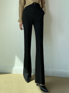 加长白色垂感高个子无弹高腰西裤女烫中缝纯黑色拖地裤显瘦喇叭裤