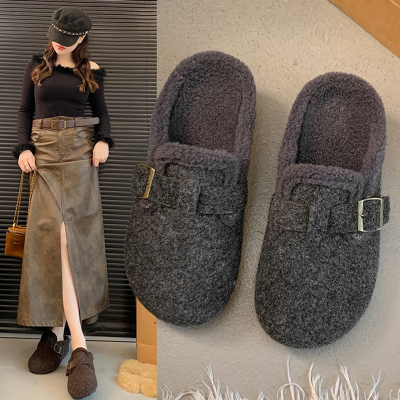 厚底勃肯鞋毛毛拖鞋外穿2025新款加包头懒人1201k