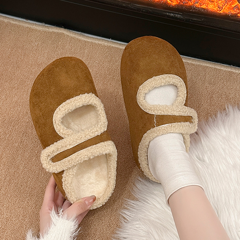 厚底加魔术贴勃肯鞋包头毛毛拖鞋外穿2025新款拖1201k