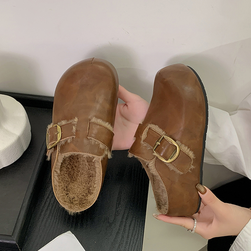 厚底加勃肯鞋包头拖鞋外穿2025新款保暖毛毛1201k