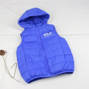 带帽轻羽绒服马甲童装早春款男女童休闲马夹中童