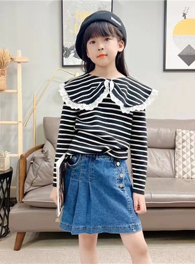 82325E家毛衣童装秋冬款女童花边针织衫套头衫中童