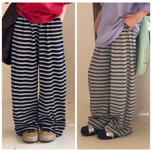 5256爱家直筒裤童装秋款女童条纹休闲裤长裤中大童