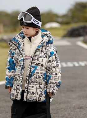 28021木家带帽羽绒服童装冬款男女童保暖服装中大童