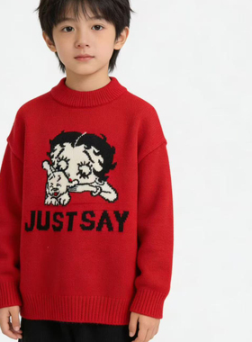 68515乔家新年款毛衣童装秋冬款男女童针织衫套头衫中大童