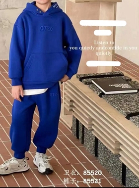 85521木家一体绒卫裤童装秋冬款男女童加绒休闲裤长裤中童