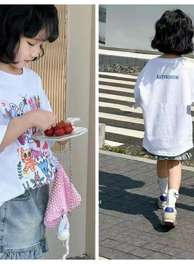 99236童家短袖T恤衫童装夏款女童卡通体恤中大童