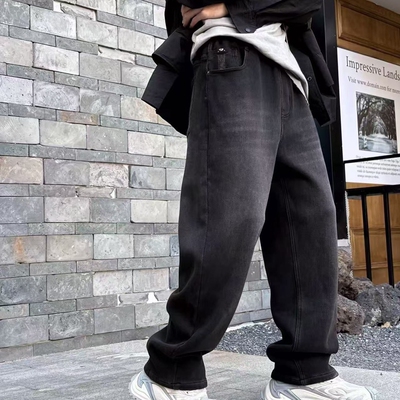 28386/68386青少年一体绒牛仔裤童装秋冬款男童加绒休闲长裤大童