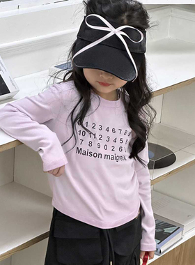 56812木家辣妹长袖T恤衫童装秋款女童字母体恤中大童