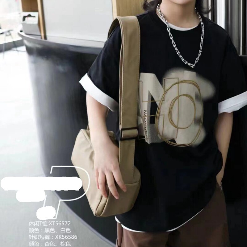 56572木家青少年短袖T恤衫童装夏款男女童字母体恤大童