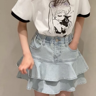 0828童家牛仔短裙童装夏款女童休闲半身裙中大童