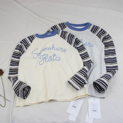 8218长袖T恤衫童装春款男女童拼色体恤中大童