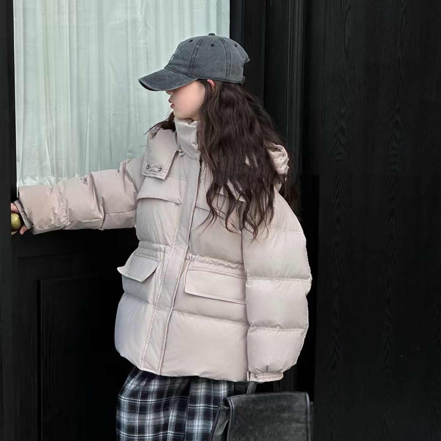 69233乔家带帽可脱卸羽绒服童装冬款男女童中长款保暖服中大童