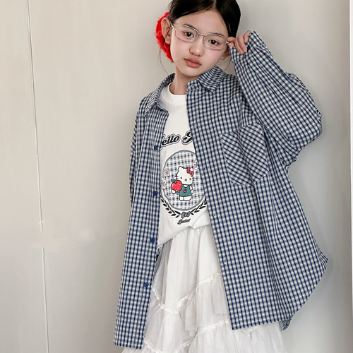 2633长袖T恤衫套装童装春款女童长袖衬衫2件套中大童分开拍