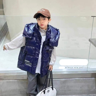 26009木家带帽羽绒服马甲背心童装秋冬款男女童保暖马夹中大童