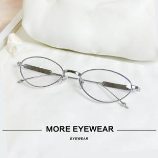 2025新品 眼镜架银色椭圆猫眼超轻纯钛素颜平光镜女MM216 GM联名款