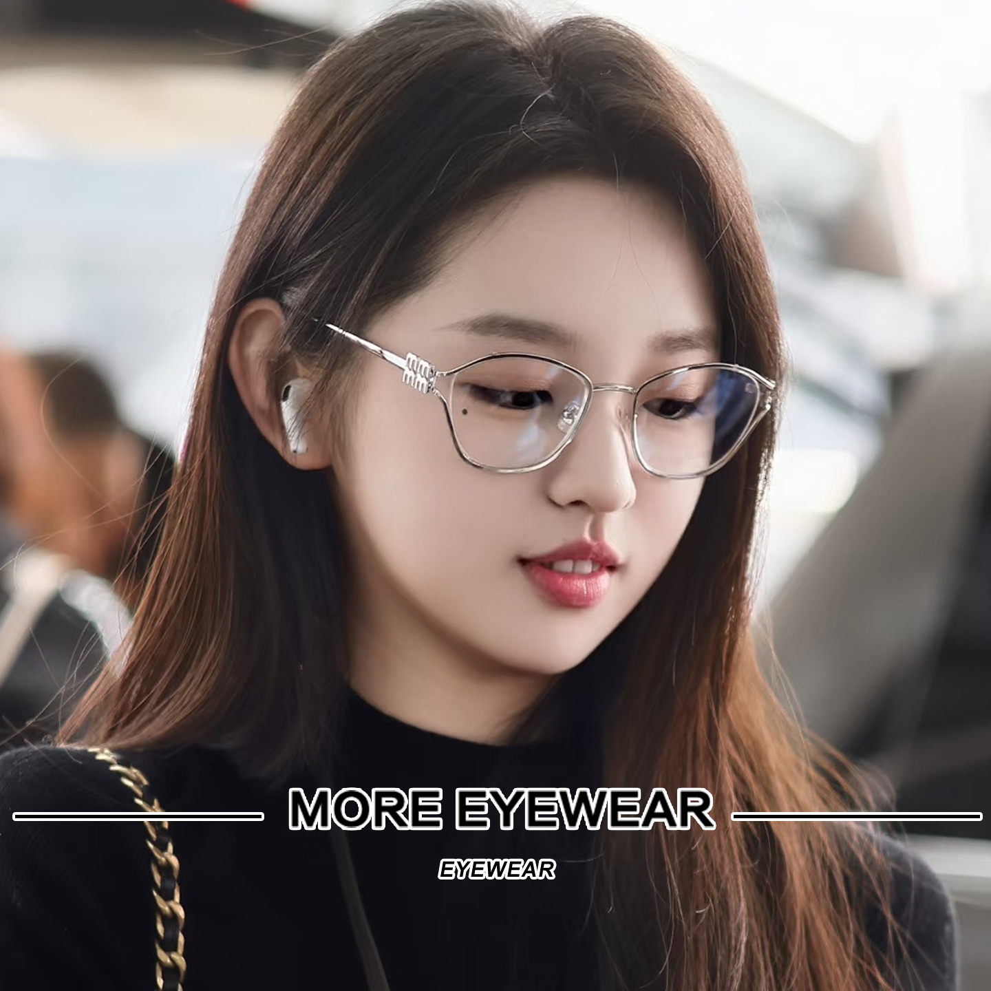 多边形镂空字母男女合金眼镜