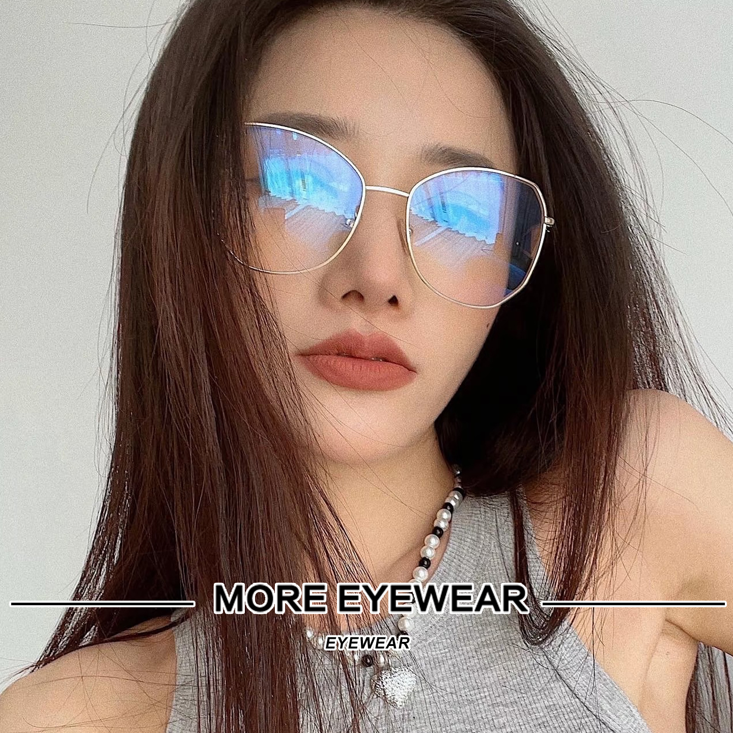 男女全框合金素颜眼镜不规则