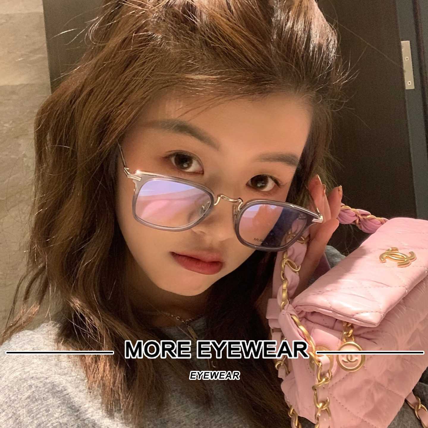 小红书爆款烟灰色眼镜架女方形全框板材钛合金素颜平光镜男Tbx905