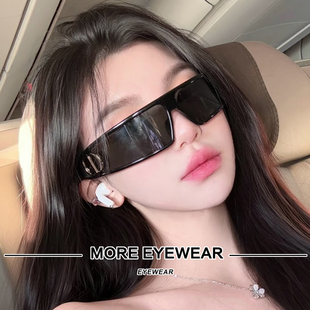 25新款 科技高级未来感护目防风太阳镜M1U 发箍墨镜女Y2K风黑色时尚