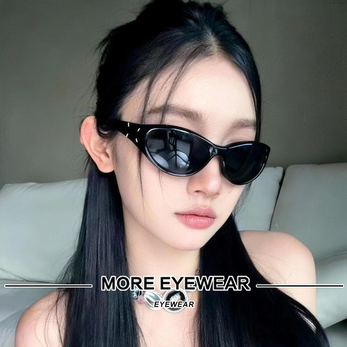 新款黑色椭圆形发箍太阳镜女