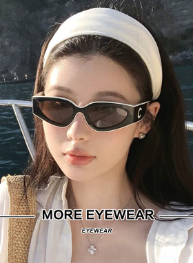 2025新款猫眼墨镜女黑白配色高级感欧美风时尚板材太阳镜可配近视