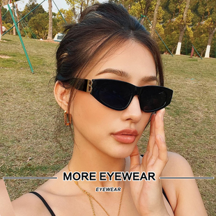 黑色猫眼墨镜男欧美肯豆风镂空字母防嗮太阳镜女BB0095 白敬亭同款