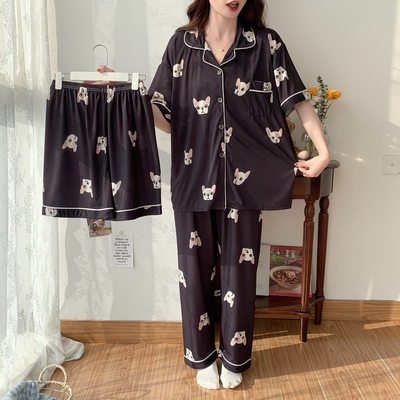 大码明星白鹿同款法斗冰丝睡衣女