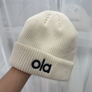 Alo yoga同款字母刺绣针织帽秋冬保暖毛线帽男女情侣款冷帽